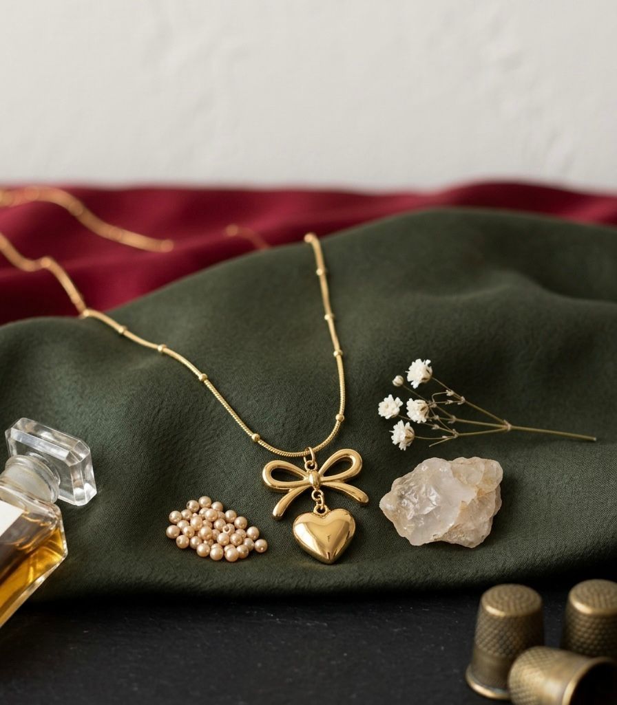 ✨ Golden Bow Heart Necklace ✨