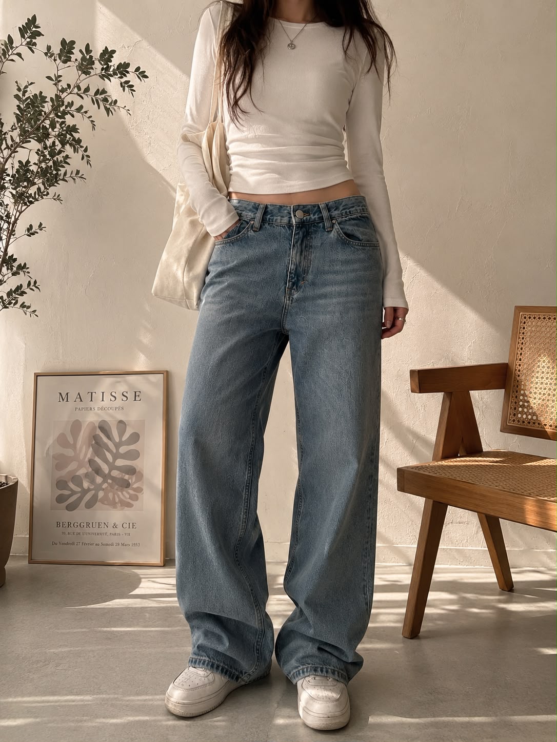 Women's Blue Tint Wide Leg Jeans – Premium Rigid Denim
