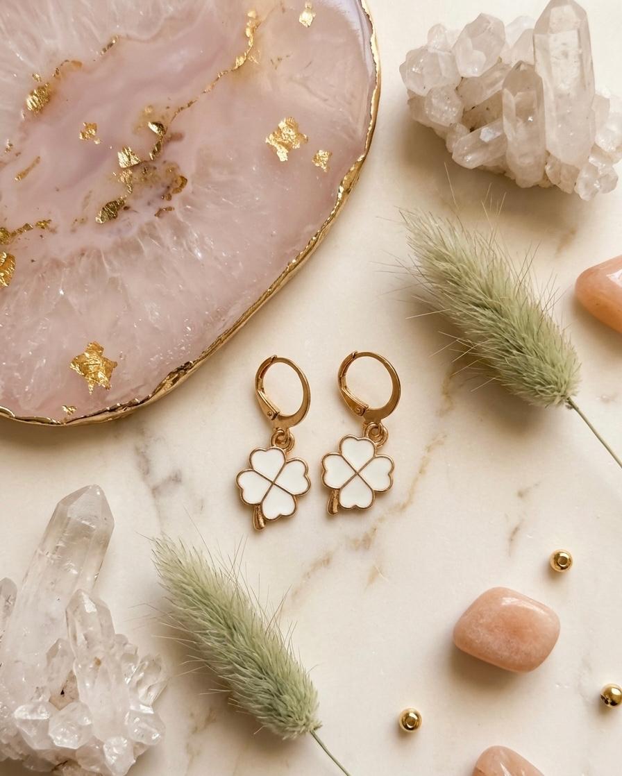 Lucky Clover Hoop Earrings