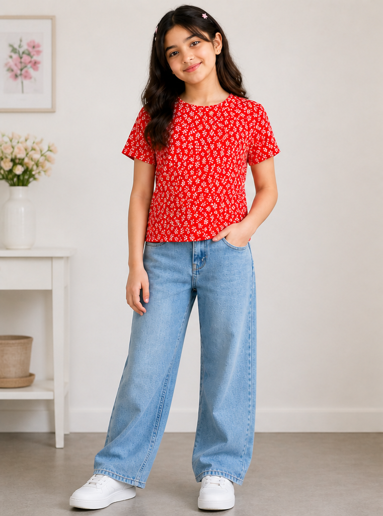Girls Floral Print Top