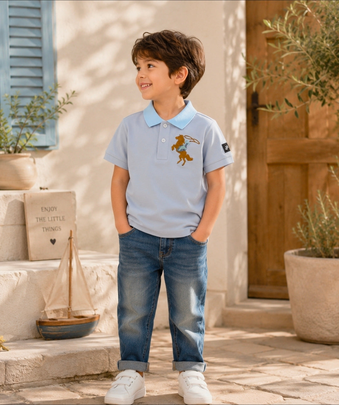 Boys Premium Polo Shirt – Sky Blue