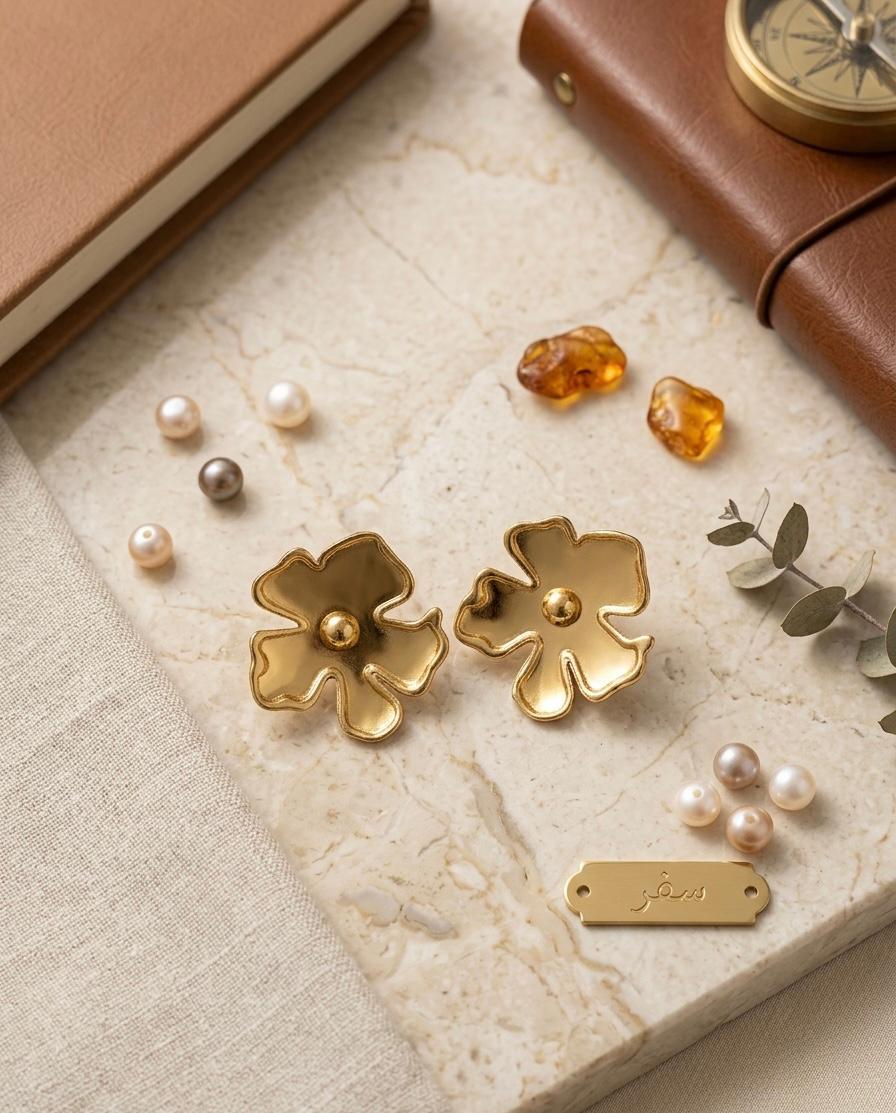 Golden Blossom Stud Earrings