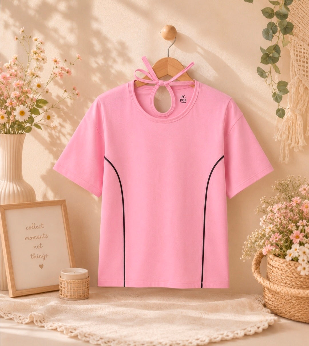 Bloom Ride Bow Back Tee – Pink