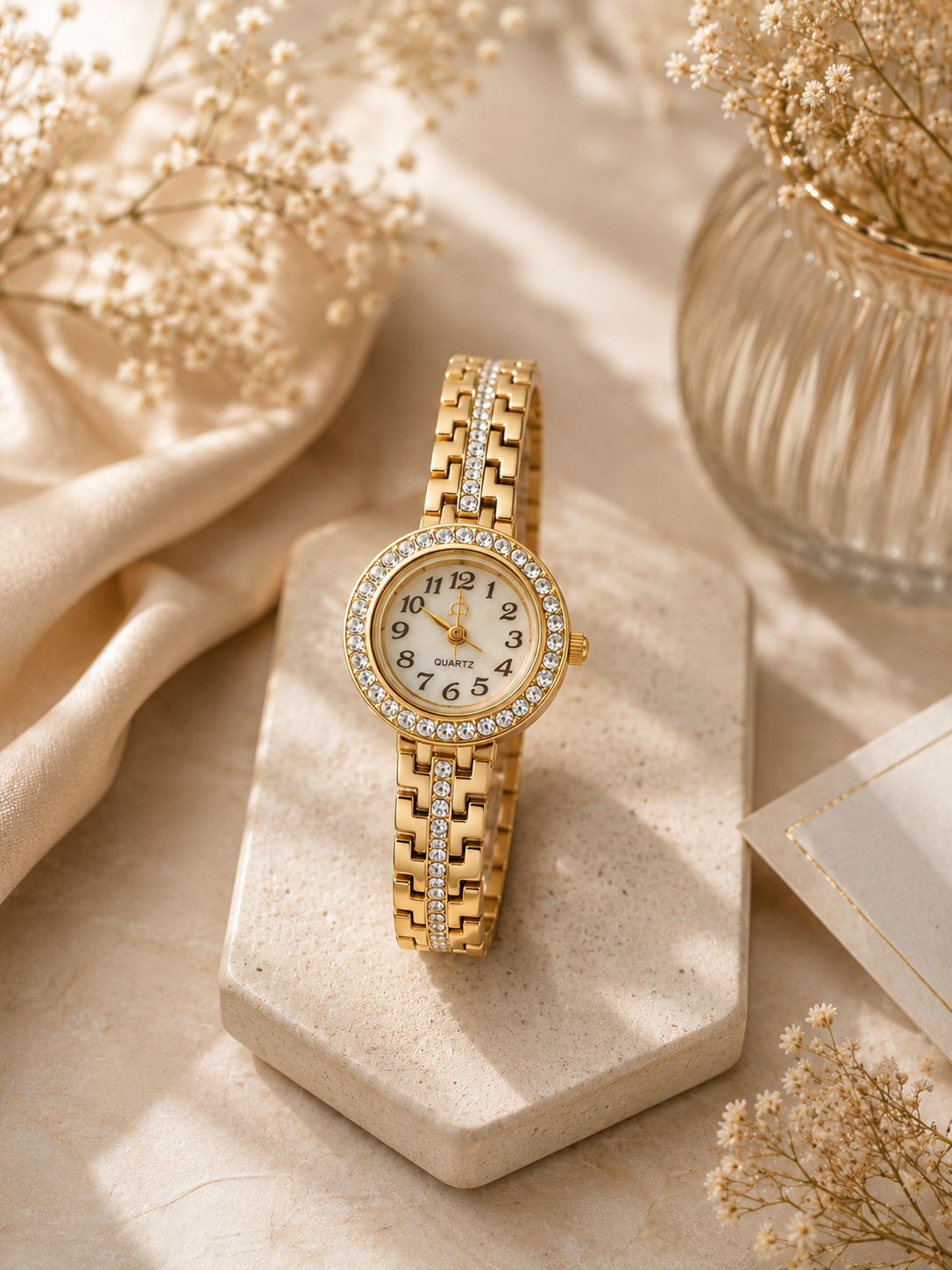 Elegant Gold Crystal Watch