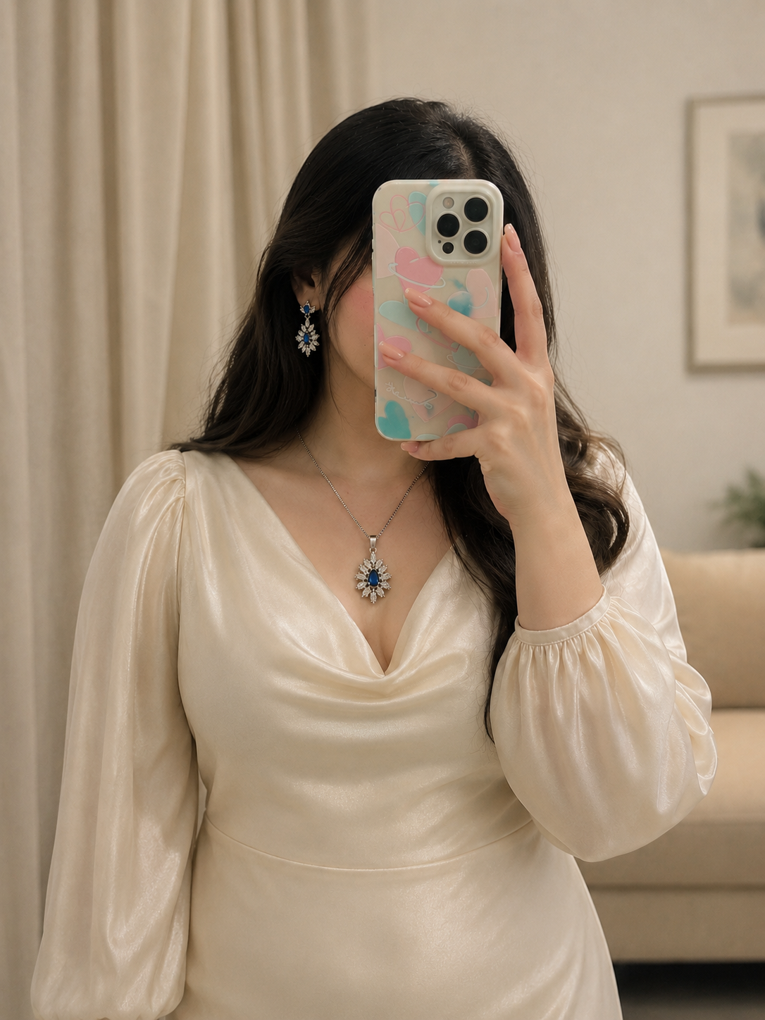 Royal Sapphire Crystal Necklace & Earrings Set