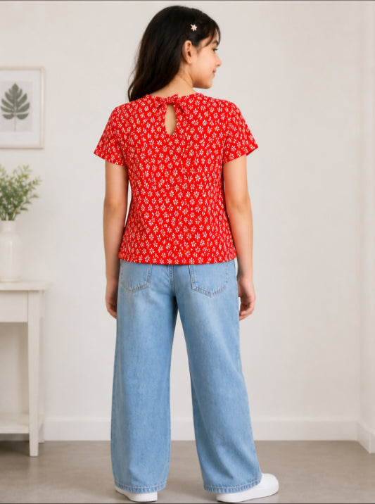 Girls Floral Print Top