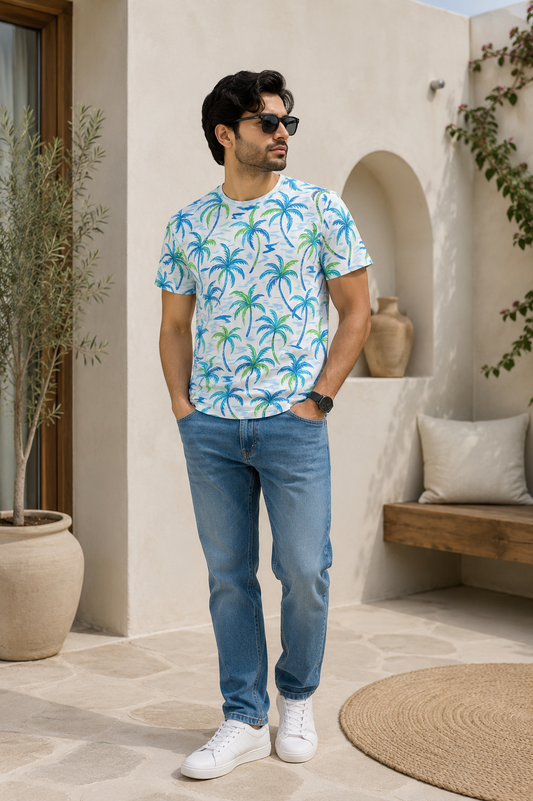 Tropical Palm Print Tee