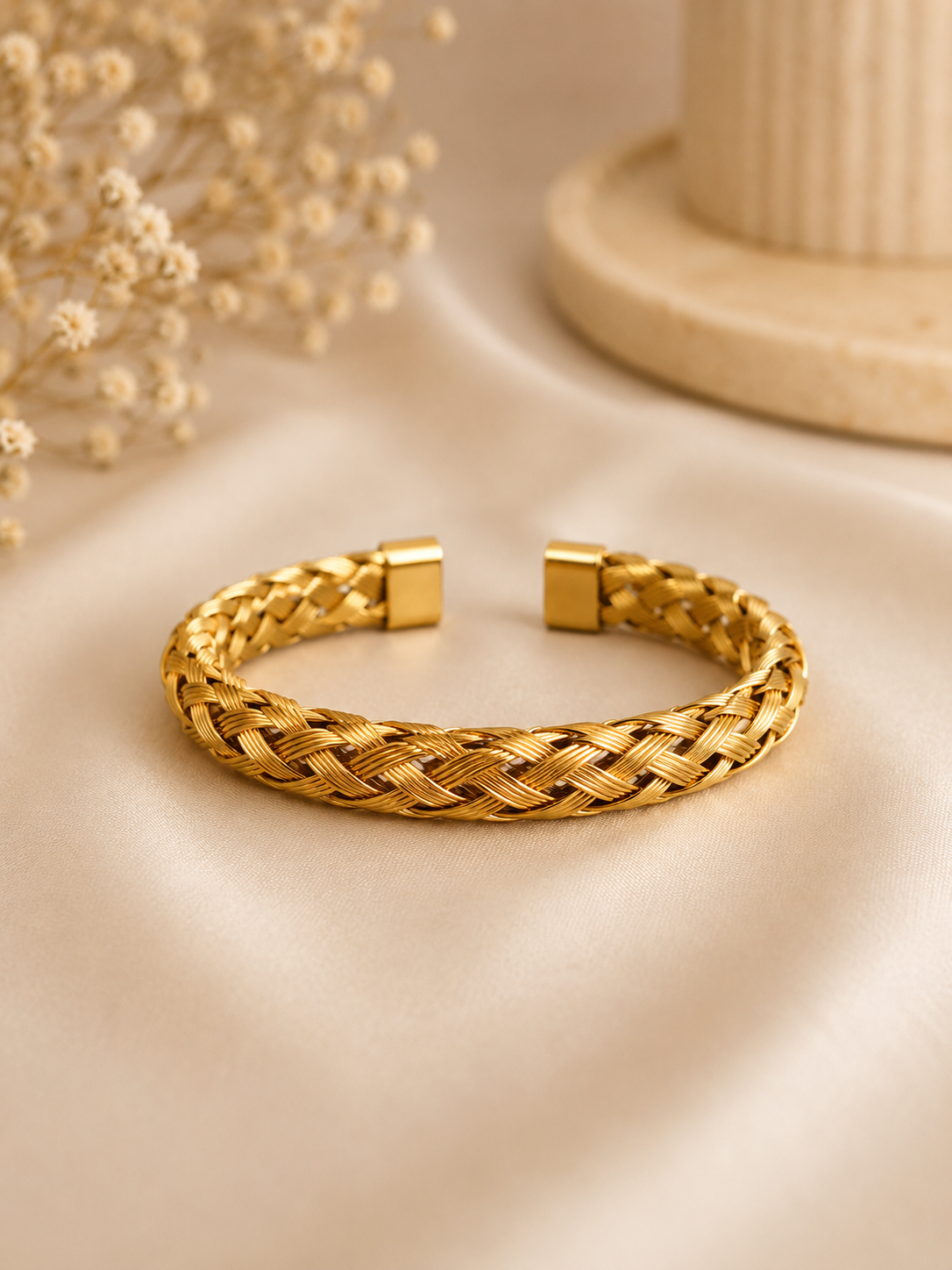 ✨ Golden Braided Cuff Bracelet