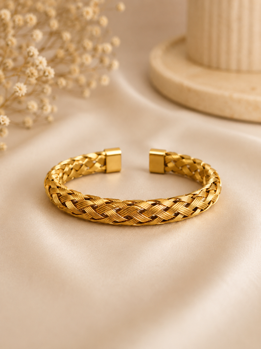 ✨ Golden Braided Cuff Bracelet