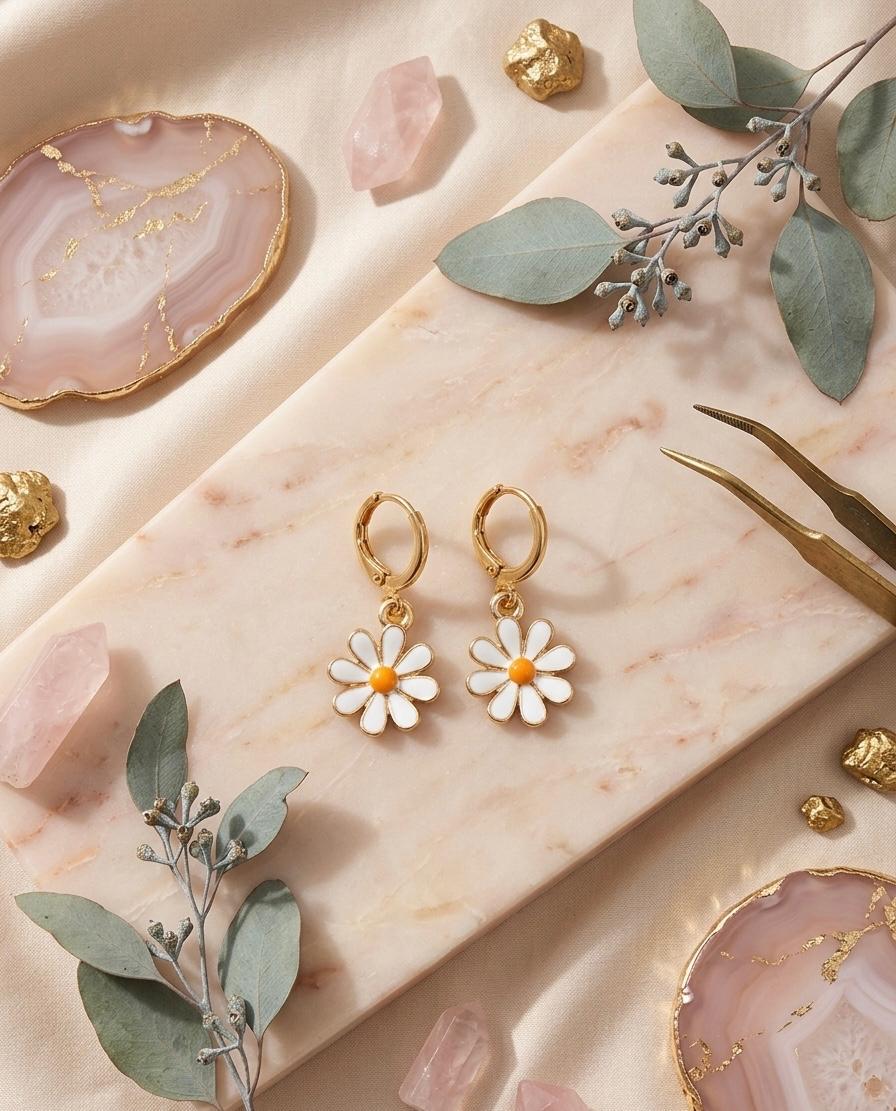 Daisy Bloom Hoop Earrings 🌼✨
