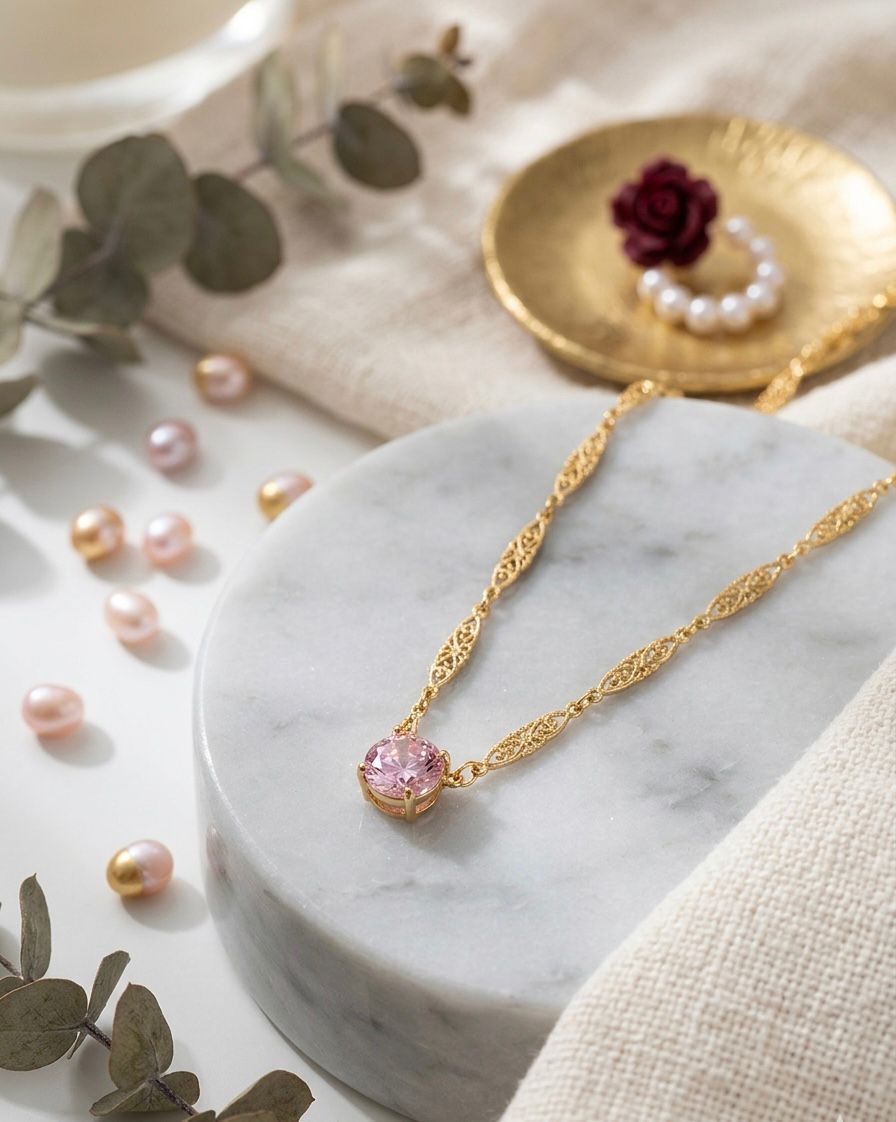 ✨ Blush Crystal Elegance Necklace ✨