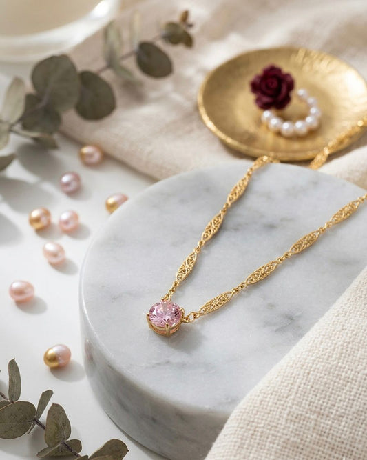 ✨ Blush Crystal Elegance Necklace ✨