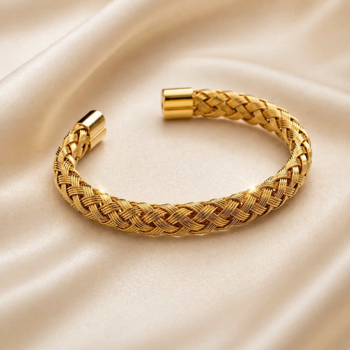 ✨ Golden Braided Cuff Bracelet