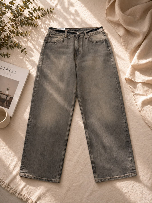 Women's Grey baggy Jeans – Rigid Denim