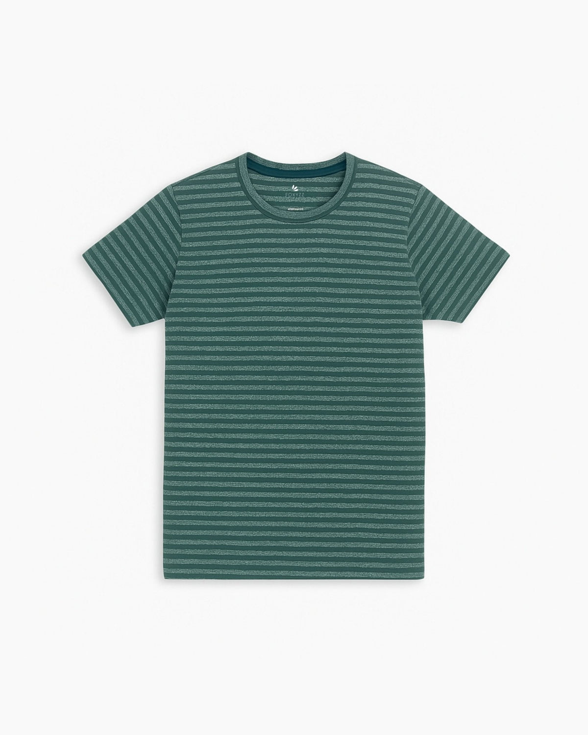 Men's Green Striped Crew Neck T-Shirt