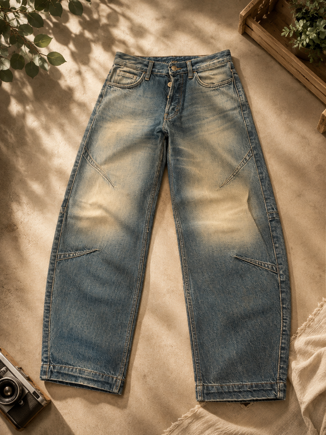 Women's Blue Tint Rigid Denim Jeans | Vintage Wash Relaxed Fit
