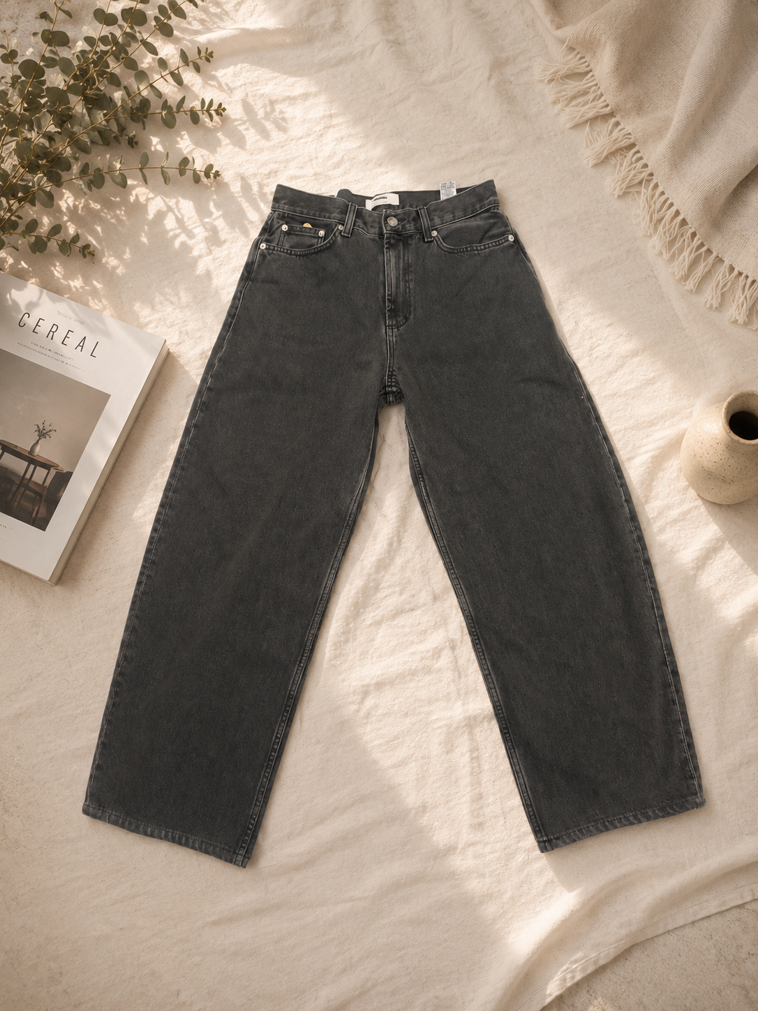 Women's Dark Grey Balloon Jeans – Premium Rigid Denim