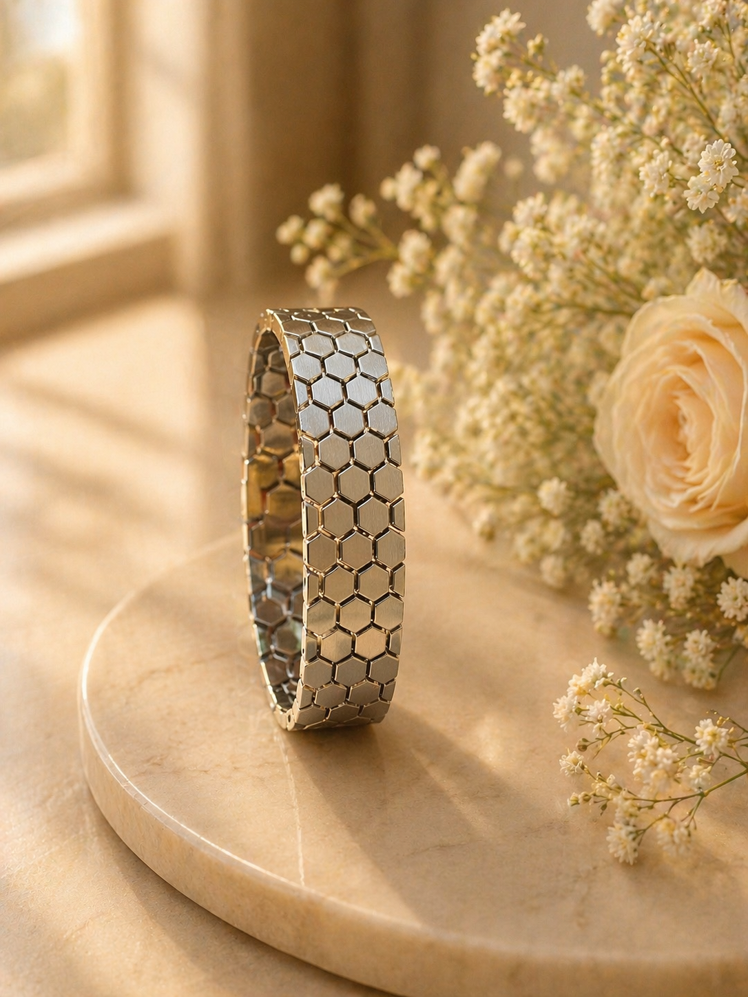 Silver Honeycomb Bracelet