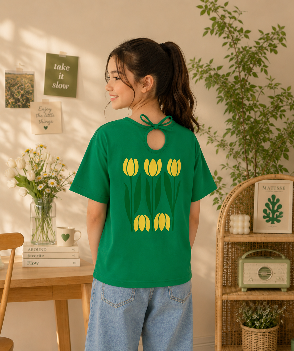 🌷 Emerald Tulip Girls' Tee