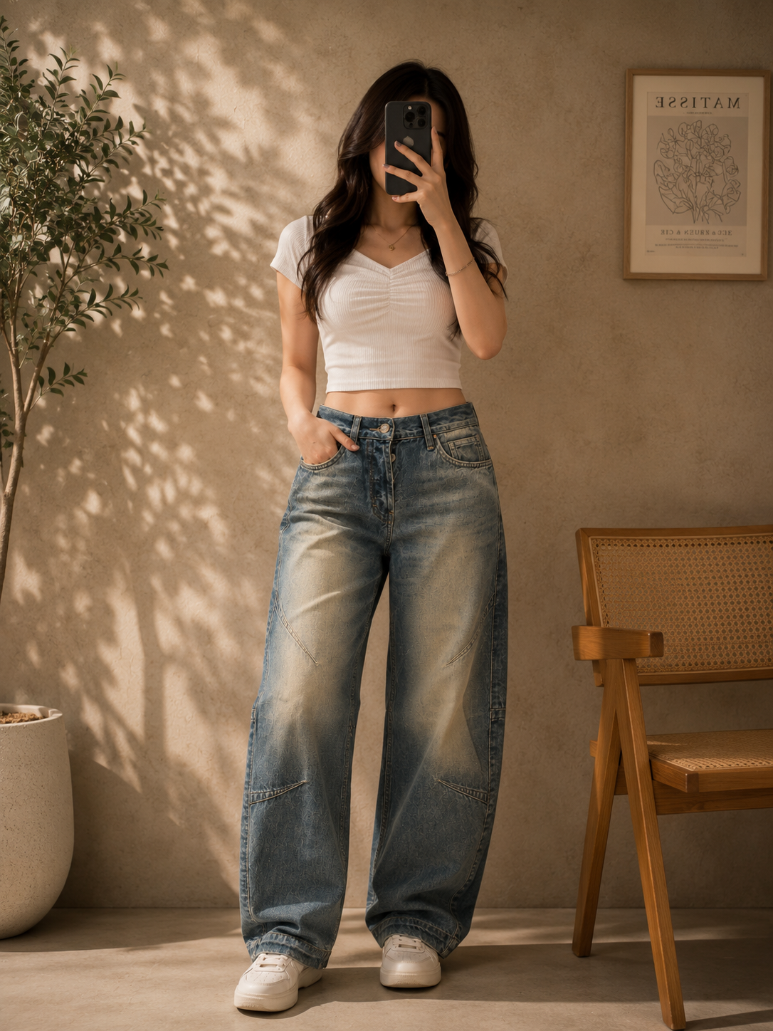 Women's Blue Tint Rigid Denim Jeans | Vintage Wash Relaxed Fit