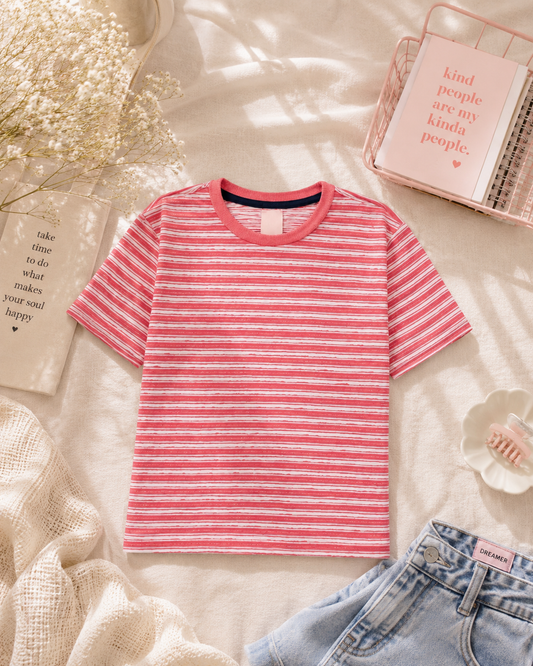 Pink Stripe Tee – Girls Casual Summer Top