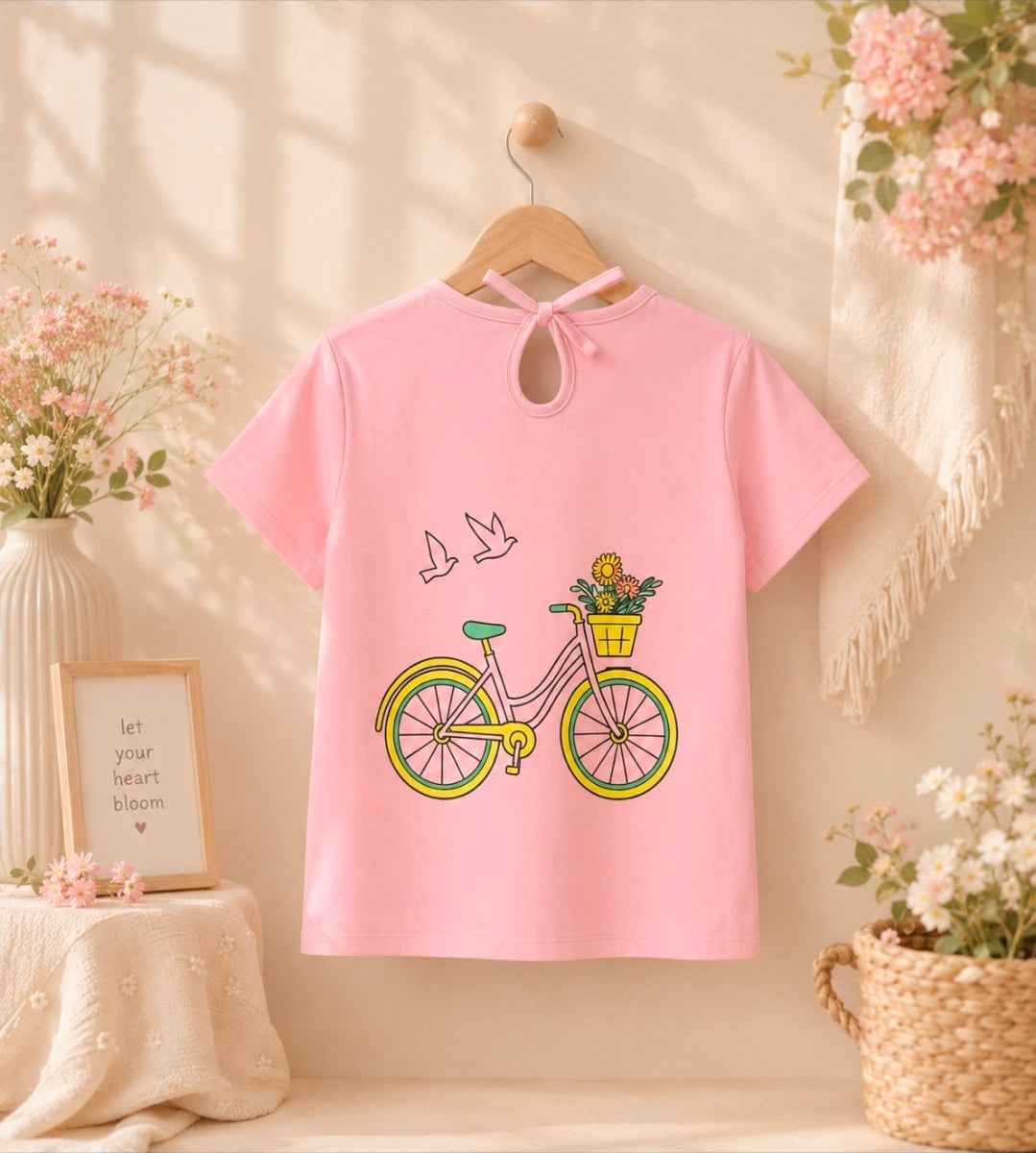 Bloom Ride Bow Back Tee – Pink