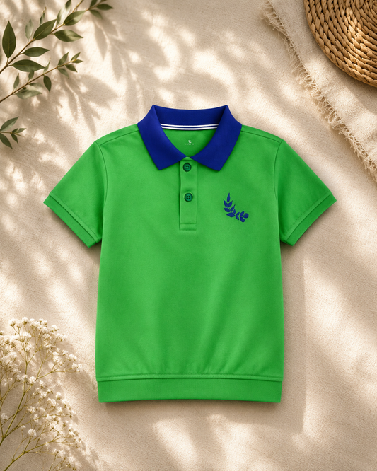 Emerald Bloom Polo Top