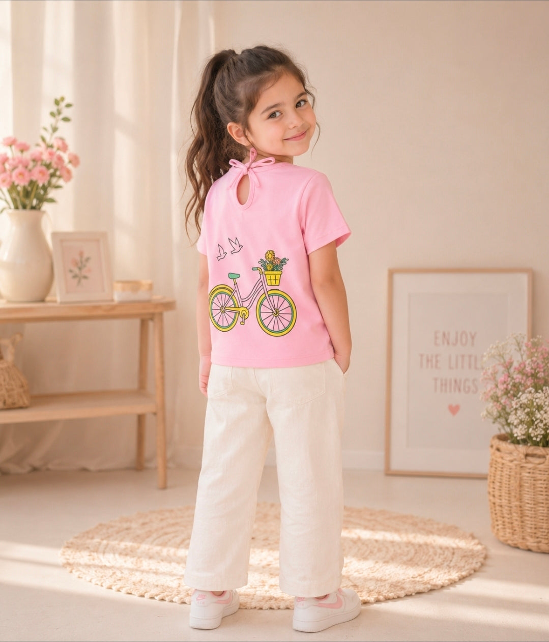 Bloom Ride Bow Back Tee – Pink