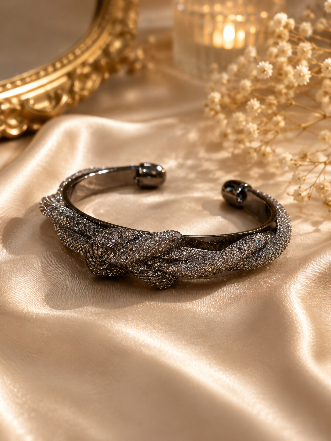 Black Crystal Knot Bracelet
