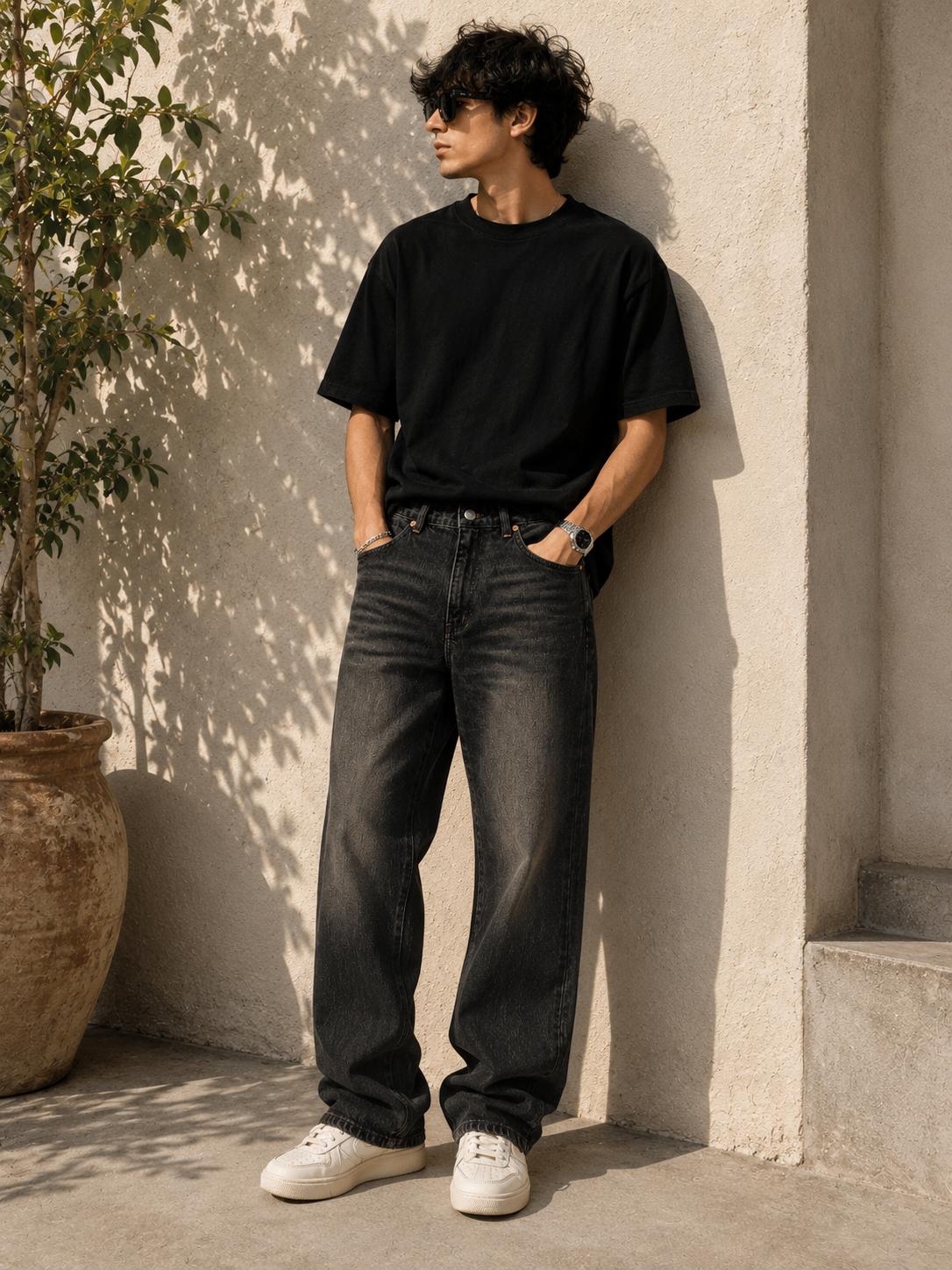 Men's Grey Baggy Jeans