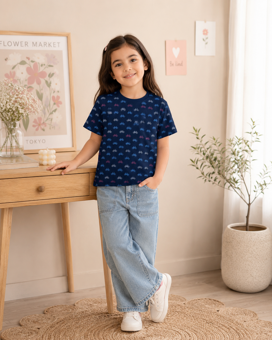 Girls Bicycle Print T-Shirt
