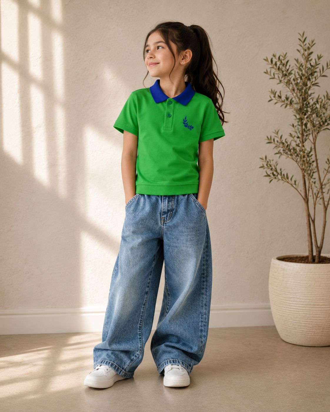 Emerald Bloom Polo Top