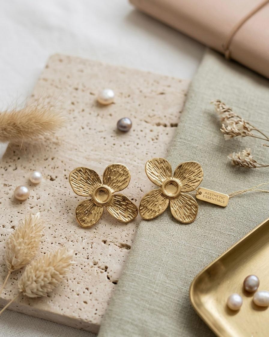 🌼 Golden Blossom Stud Earrings