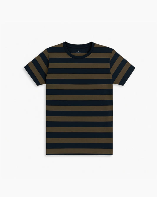 Navy & Olive Striped Essential Tee