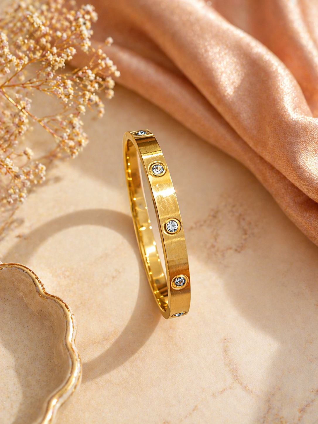 Crystal Studded Gold Bangle