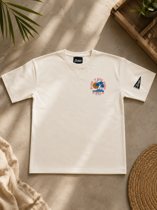 Welcome to Beach Paradise Drop Shoulder T-Shirt – White
