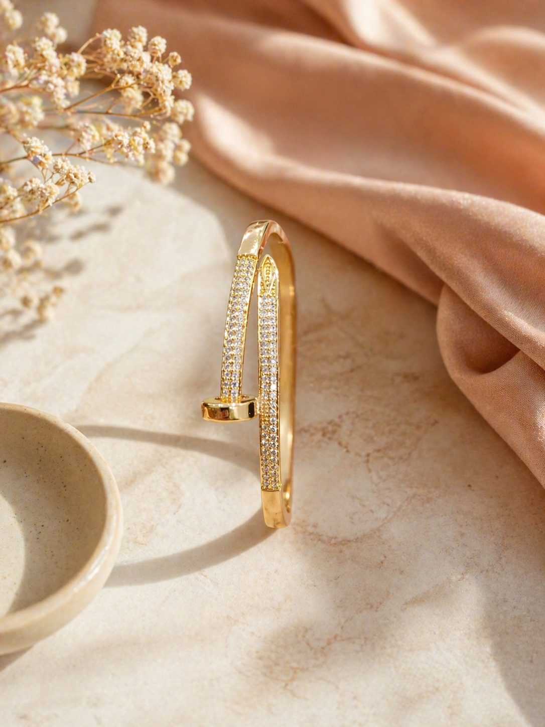 Crystal Nail Bracelet – Elegant Statement Bangle