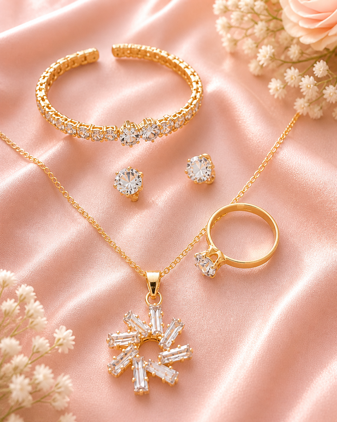 ✨ Crystal Bloom Jewelry Set