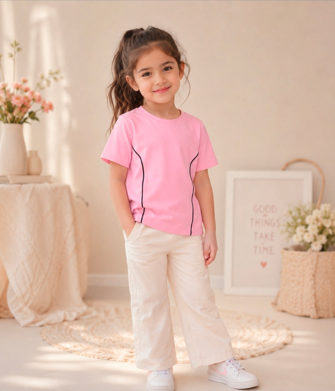 Bloom Ride Bow Back Tee – Pink