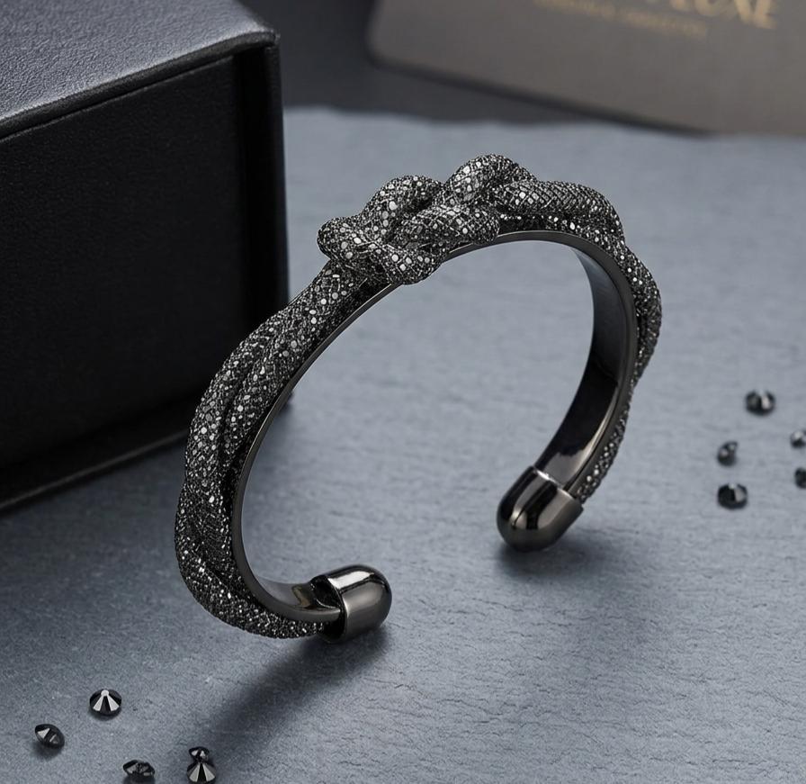 Black Crystal Knot Bracelet