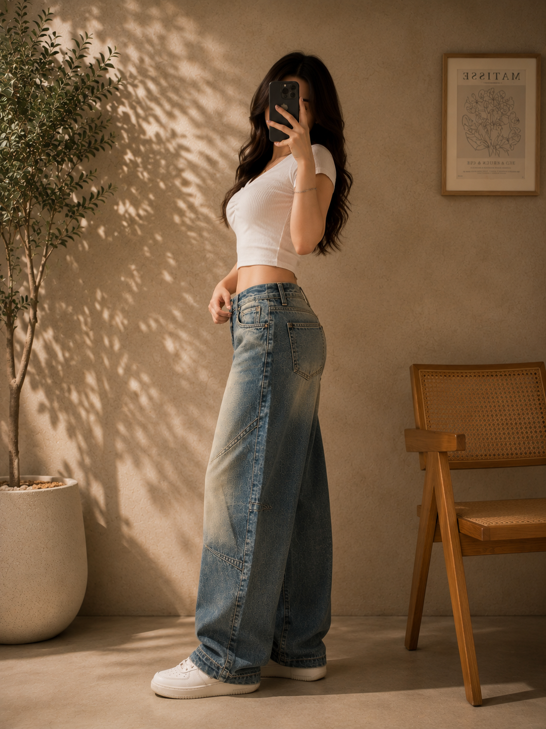 Women's Blue Tint Rigid Denim Jeans | Vintage Wash Relaxed Fit