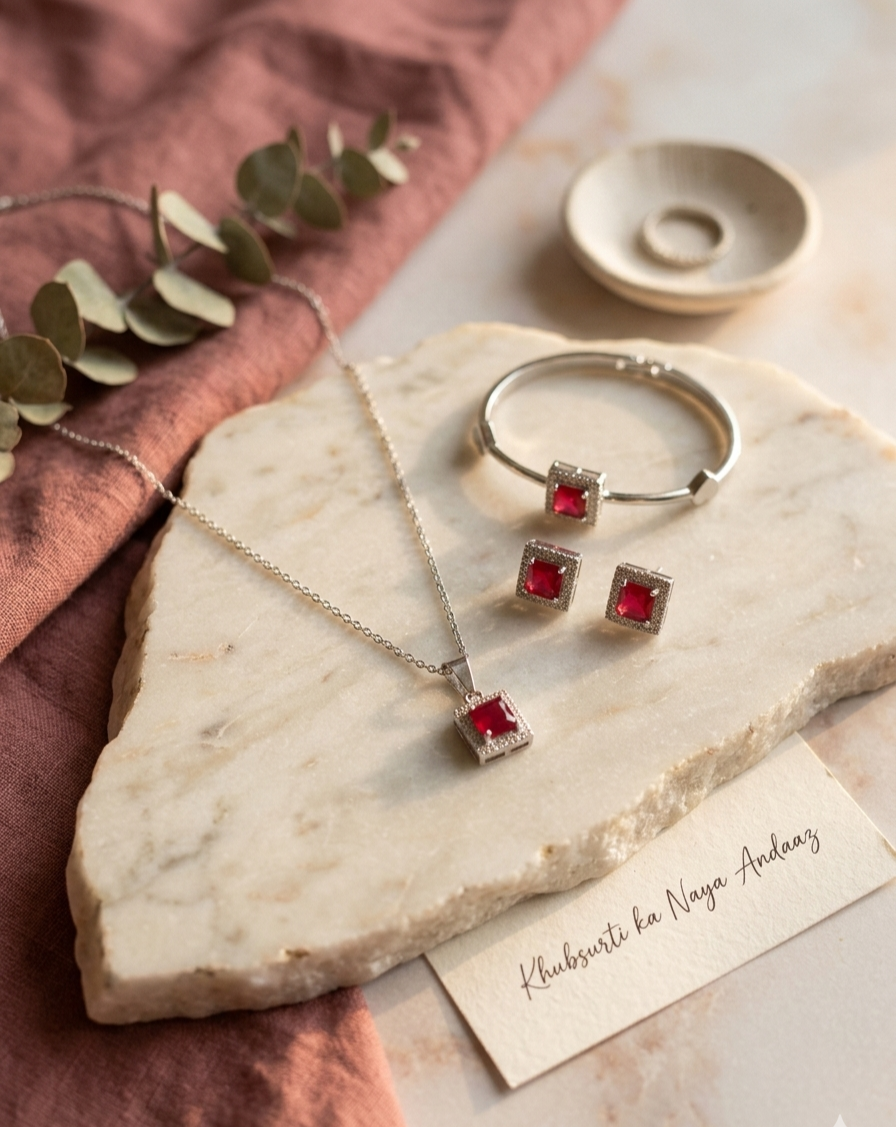 Ruby Radiance Jewelry Set – Elegance in Every Detail