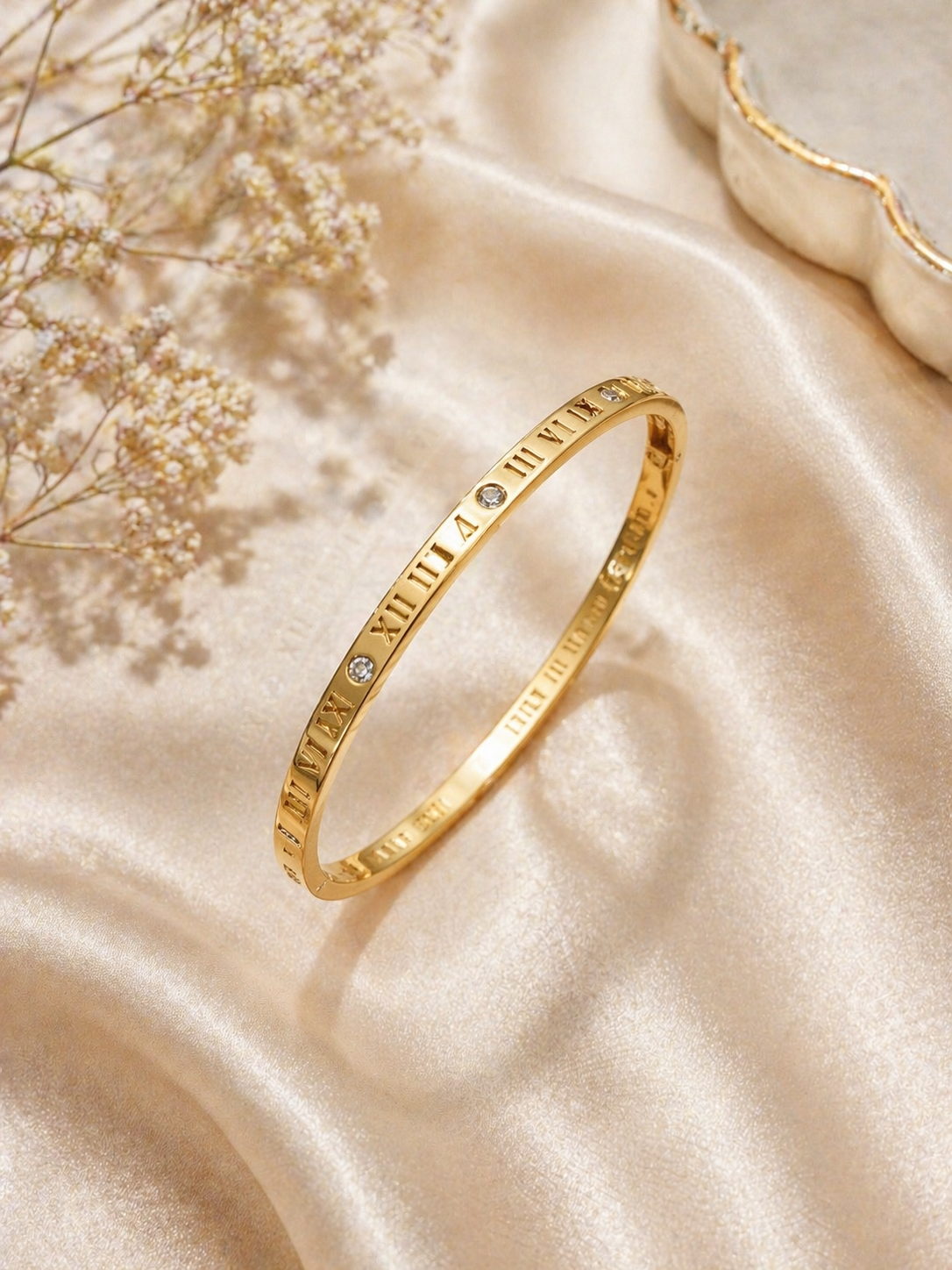 Roman Numeral Crystal Bangle – Timeless Luxury